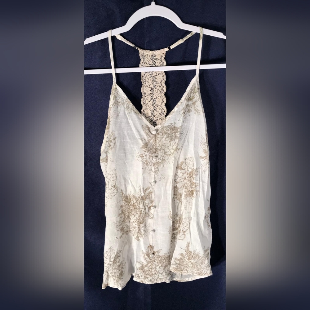 F.&.M.Women's Floral Lace Halter Top Zize S made In Vietnam used like new
